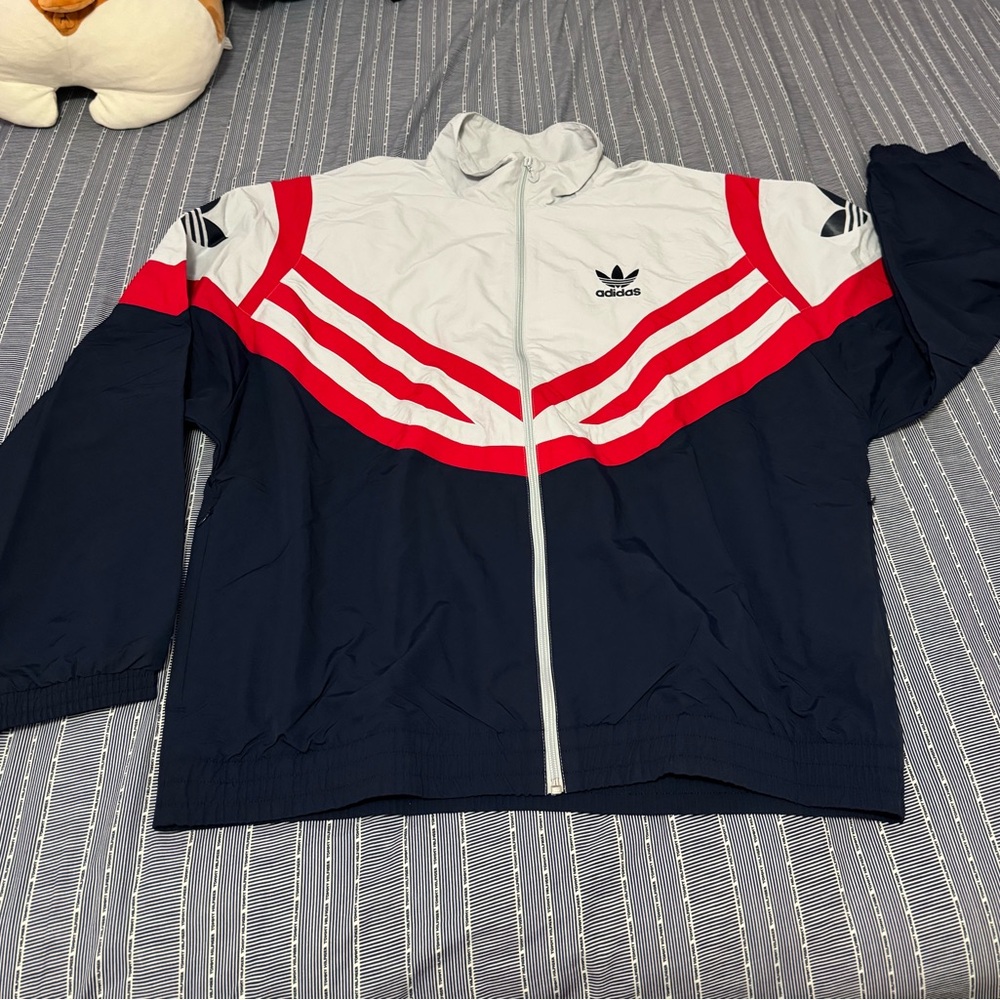 Adidas White, Red, and Navy Jacket